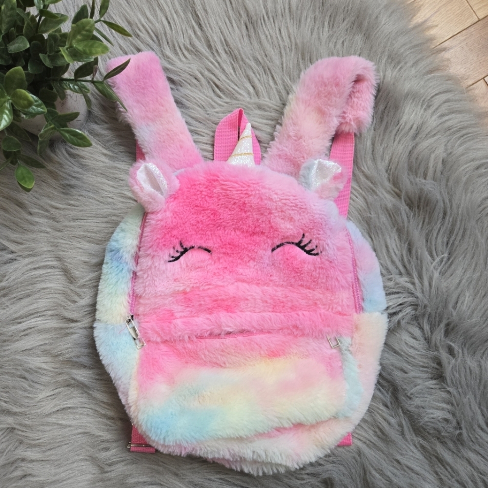 unicorn Fuzzy girls mini backpack